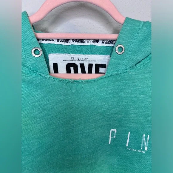 Victoria's Secret Y2K 2000s PINK Hooded Pullover Womens Size XS Green - Picture 2 of 5